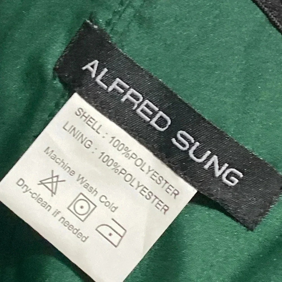 Alfred Sung forest green satin long dress size 14 - Picture 13 of 15